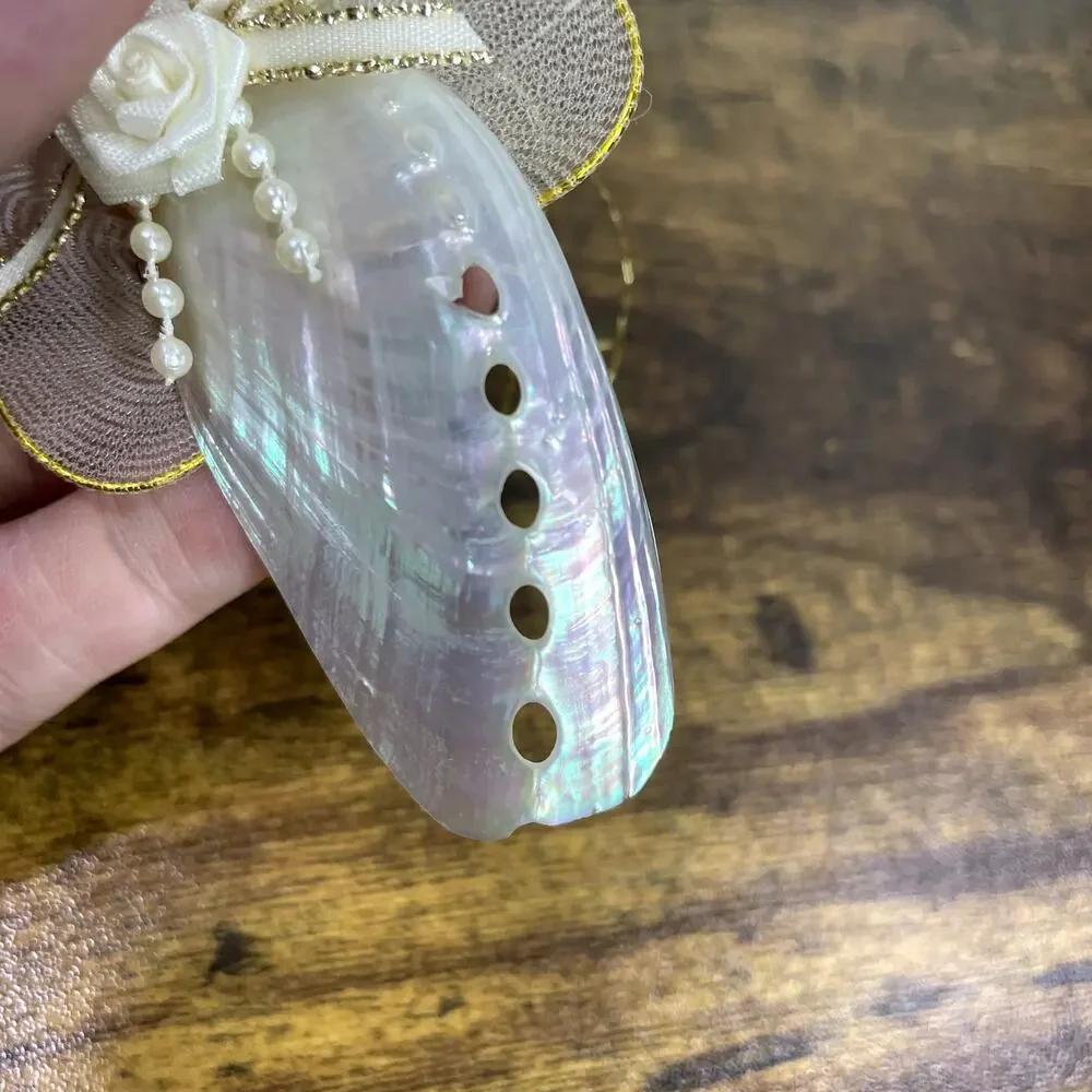 Angel Abalone Shell Christmas Ornament‎ Handmade Pearlized Polished Seashell